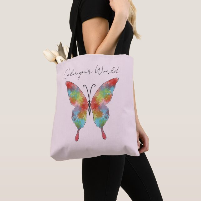 Color Splash Butterfly Tote Bag (Close Up)