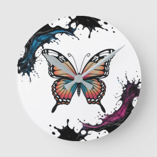 Color Splash Butterfly Wall Clock – Vibrant Nature