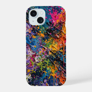 Color Splash Chaos Abstract Art iPhone 15 Case