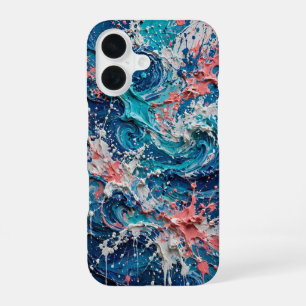 Color Splash Chaos Abstract Art iPhone 16 Case
