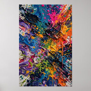 Color Splash Chaos Abstract Art Poster