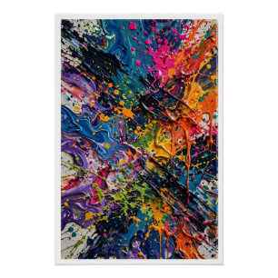 Color Splash Chaos Abstract Art Poster