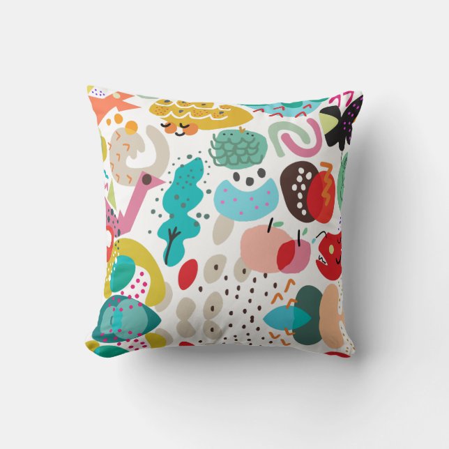 Color Splash Chaos Throw Pillow (Front)
