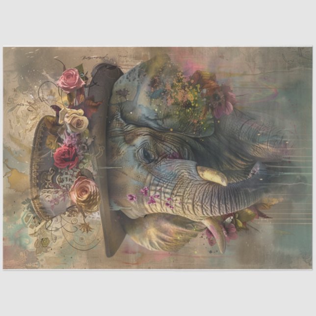 Color splash Elephant Tissue Paper (Front)