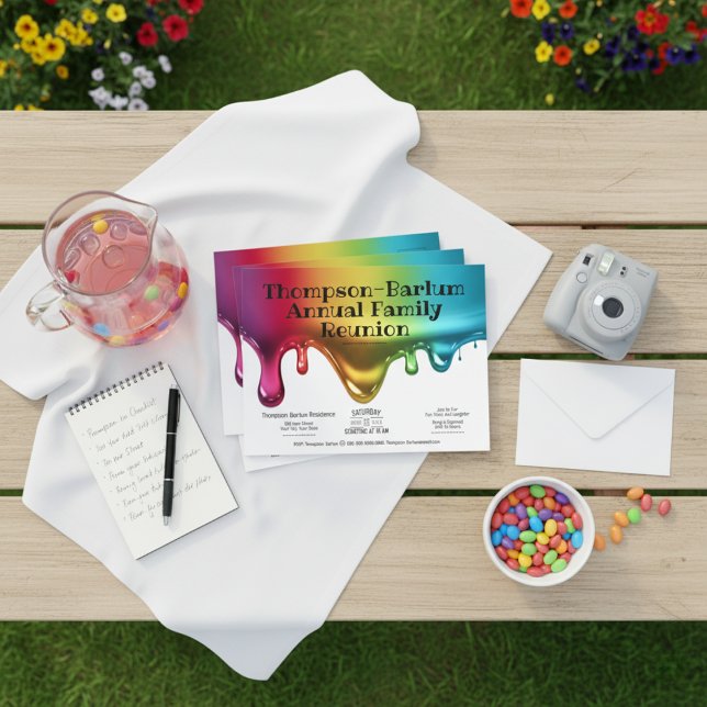 Color Splash Family Reunion Invitation Postcard (Color Splash Family Reunion Invitation Postcard)