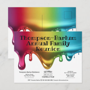 Color Splash Family Reunion Invitation Postcard