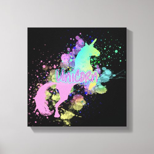 Color Splash Fantasy Rainbow Unicorn Canvas Print