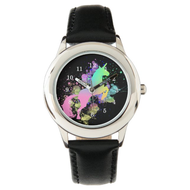 Color Splash Fantasy Rainbow Unicorn Watch (Front)