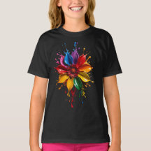 Color Splash Flower T-Shirt | Vibrant Floral Art D