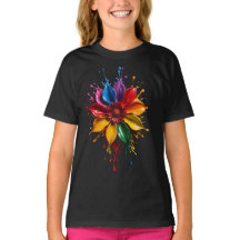 Color Splash Flower T-Shirt | Vibrant Floral Art D
