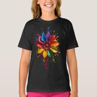 Color Splash Flower T-Shirt | Vibrant Floral Art D