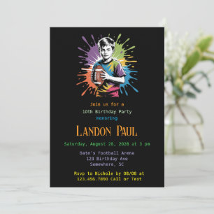 Color Splash Football Birthday Party Invitation