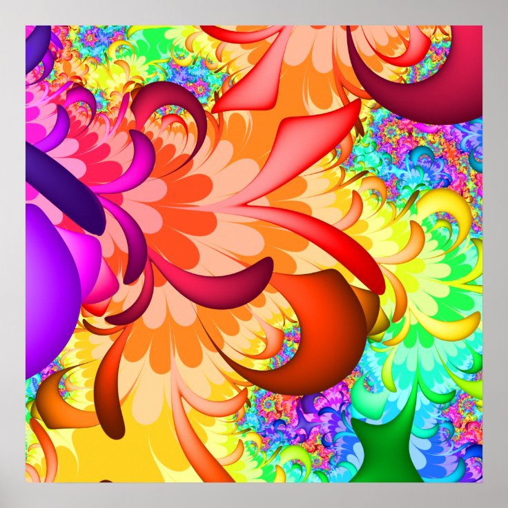 Color Splash Fractal Poster | Zazzle
