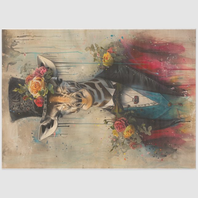 Color splash giraffe tissue paper (Front)