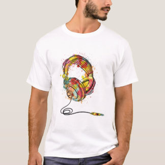 Color Splash Headphones T-Shirt