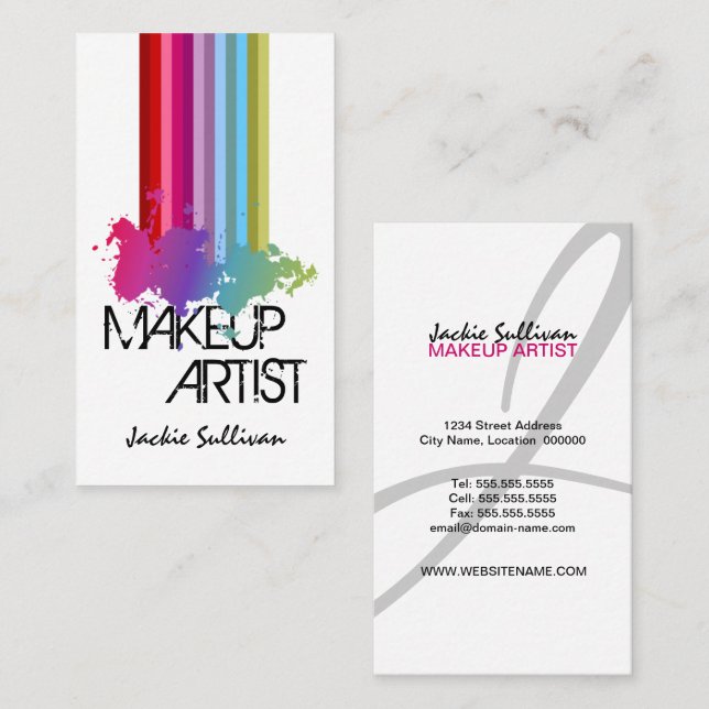 Color Splash Makeup Artist Business Card (Front/Back)