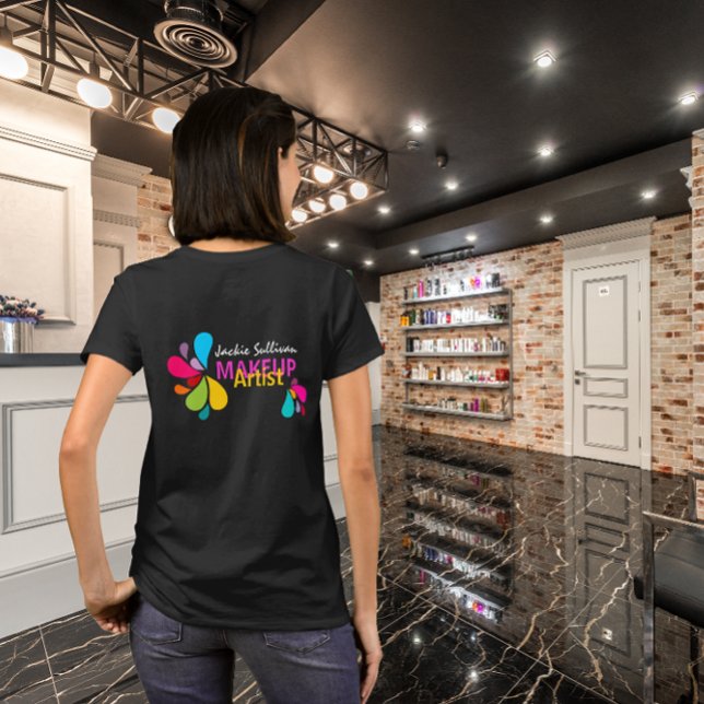 Color Splash Makeup Artist T-Shirt (Color Splash makeup artist business promotional t-shirt design to get your client's attention.)