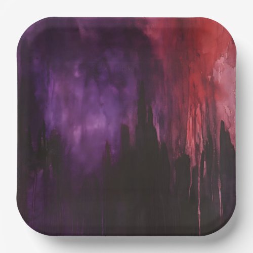 COLOR SPLASH Moody Abstract Dark Aesthetic Food  Paper Plates