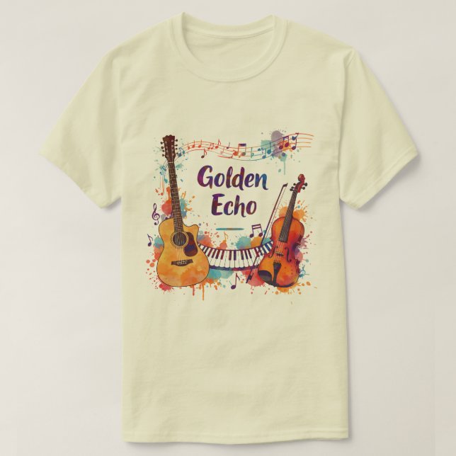 Color Splash Music Design – Guitar, Violin, Piano  T-Shirt (Design Front)