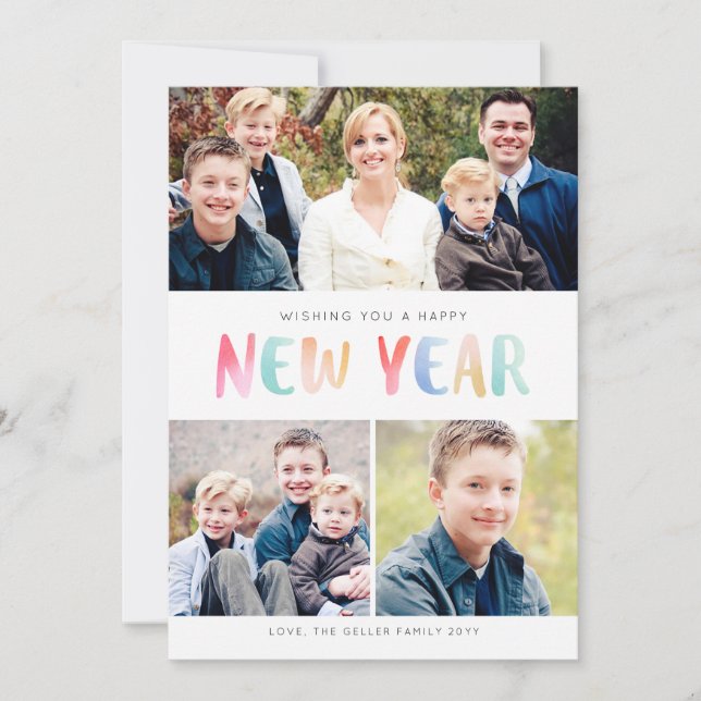 Color Splash New Years Photo Card (Front)