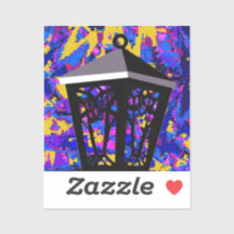 Color Splash Owl Lantern Sticker