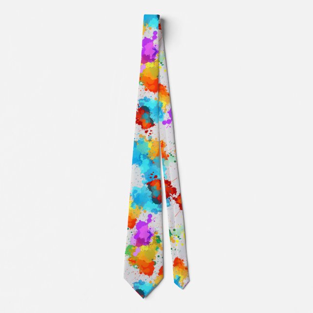 Color Splash Pattern CC01 L Grey BG Neck Tie (Front)