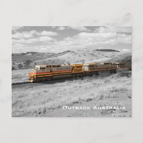 Color Splash Photograph _ Outback Freight Train Postcard