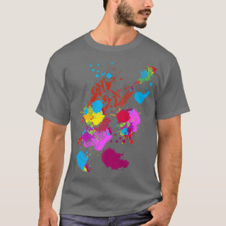 Color Splash Playing Rock Guitar Guitarist Band Ro T-Shirt