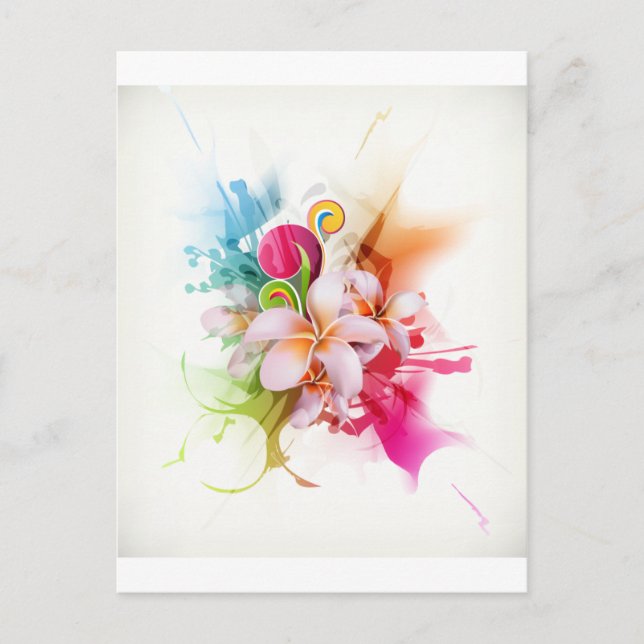 Color Splash Plumeria Hawaiian Flower Postcard (Front)