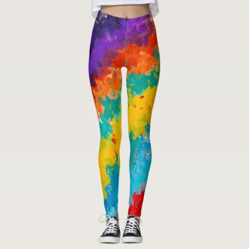 Color Splash Rainbow Paint Fashion Leggings