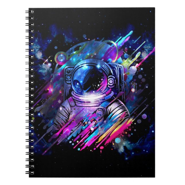 Color Splash Starry Space Astronaut  Notebook (Front)