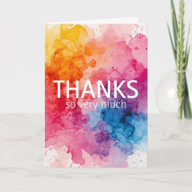 Color Splash Thank You Folded Greeting Card (Front)