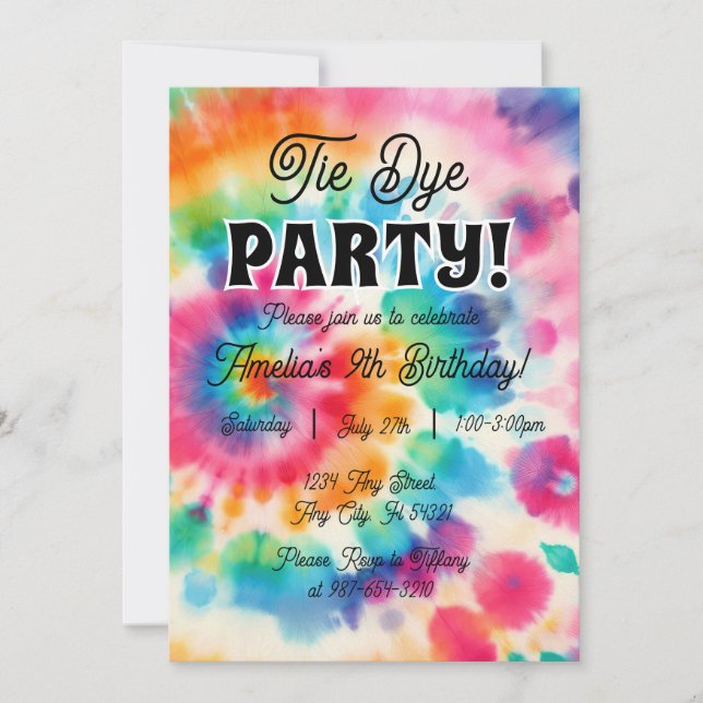Color Splash: Tie Dye Birthday Invitation (Front)