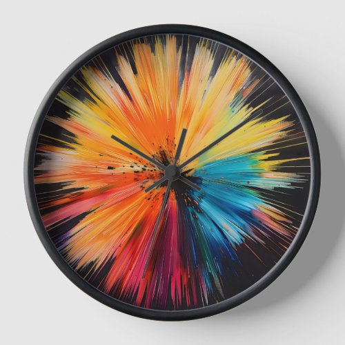 COLOR SPLASH Vibrant Abstract Circle Spin Art Wall Clock