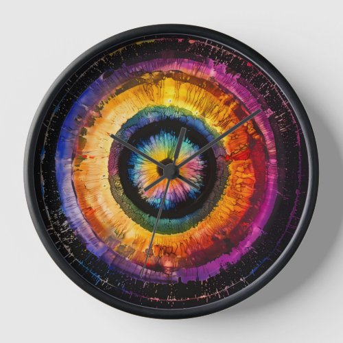 COLOR SPLASH Vibrant Abstract Circle Spin Art Wall Clock