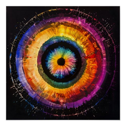 COLOR SPLASH Vibrant Abstract Circle Spin Glossy Poster