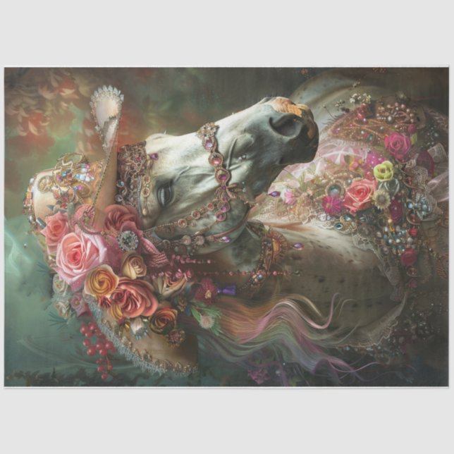 Color splash white horse tissue paper (Front)