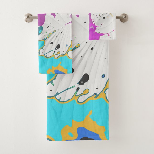 color splatter bath towel set (Insitu)