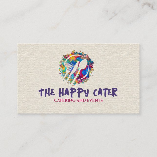 Color splatter Catering Symbols Business Card (Front)