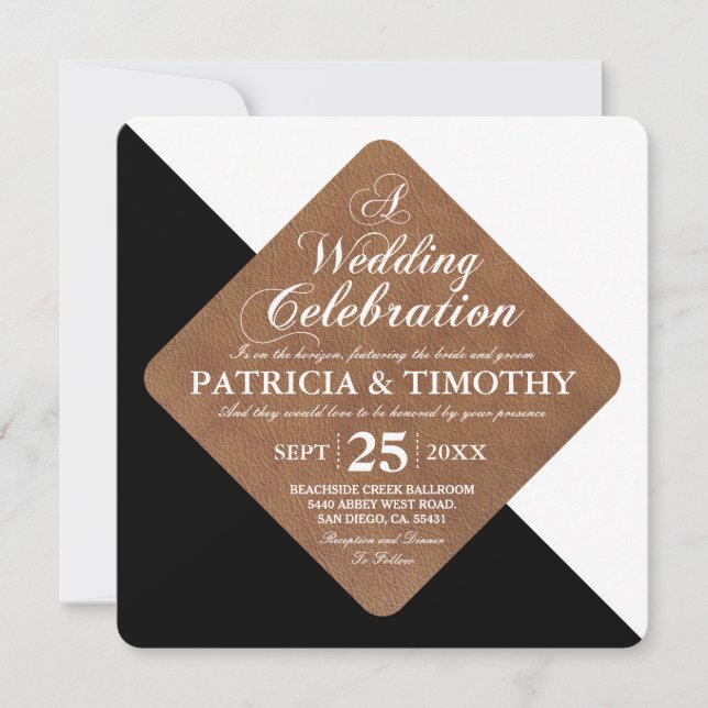 Color Split Black Versus White Wedding Invitation (Front)