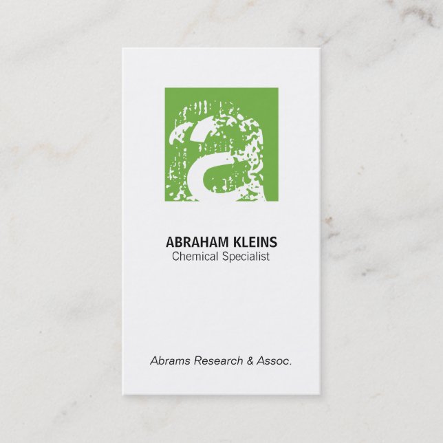 Color Square Monogram (green) Business Card (Front)