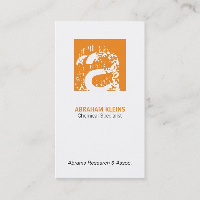 Color Square Monogram (orange) Business Card (Front)