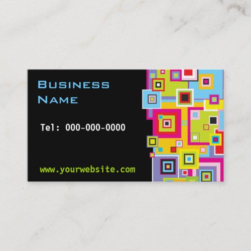 Color Squares on Black Business Card