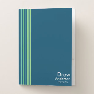 Color Stripe Boy’s Custom Name Kids School Journal Pocket Folder