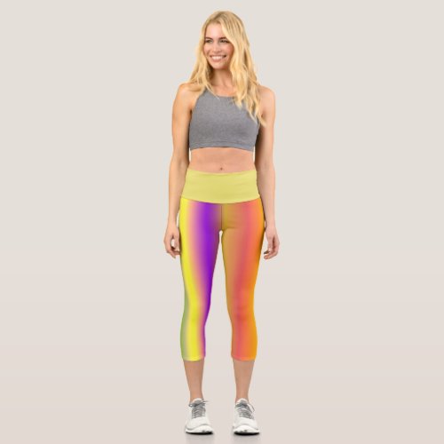 Color Striped Capri Leggings