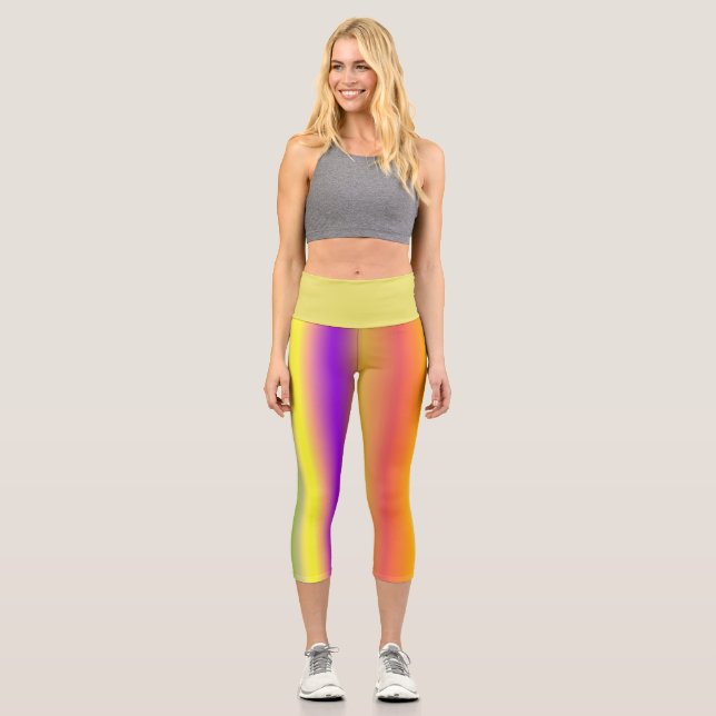 Color Striped Capri Leggings (Front)
