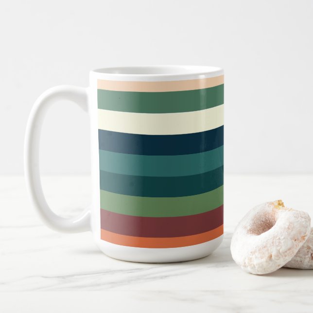 Color Stripes  Coffee Mug (With Donut)