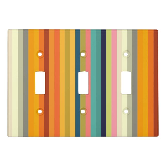 Color stripes in colorful pastel light switch cover (Front)