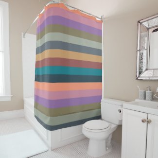 Color stripes in colorful pastel shower curtain