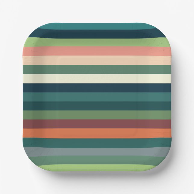 Color Stripes Party Paper Plates (Front)